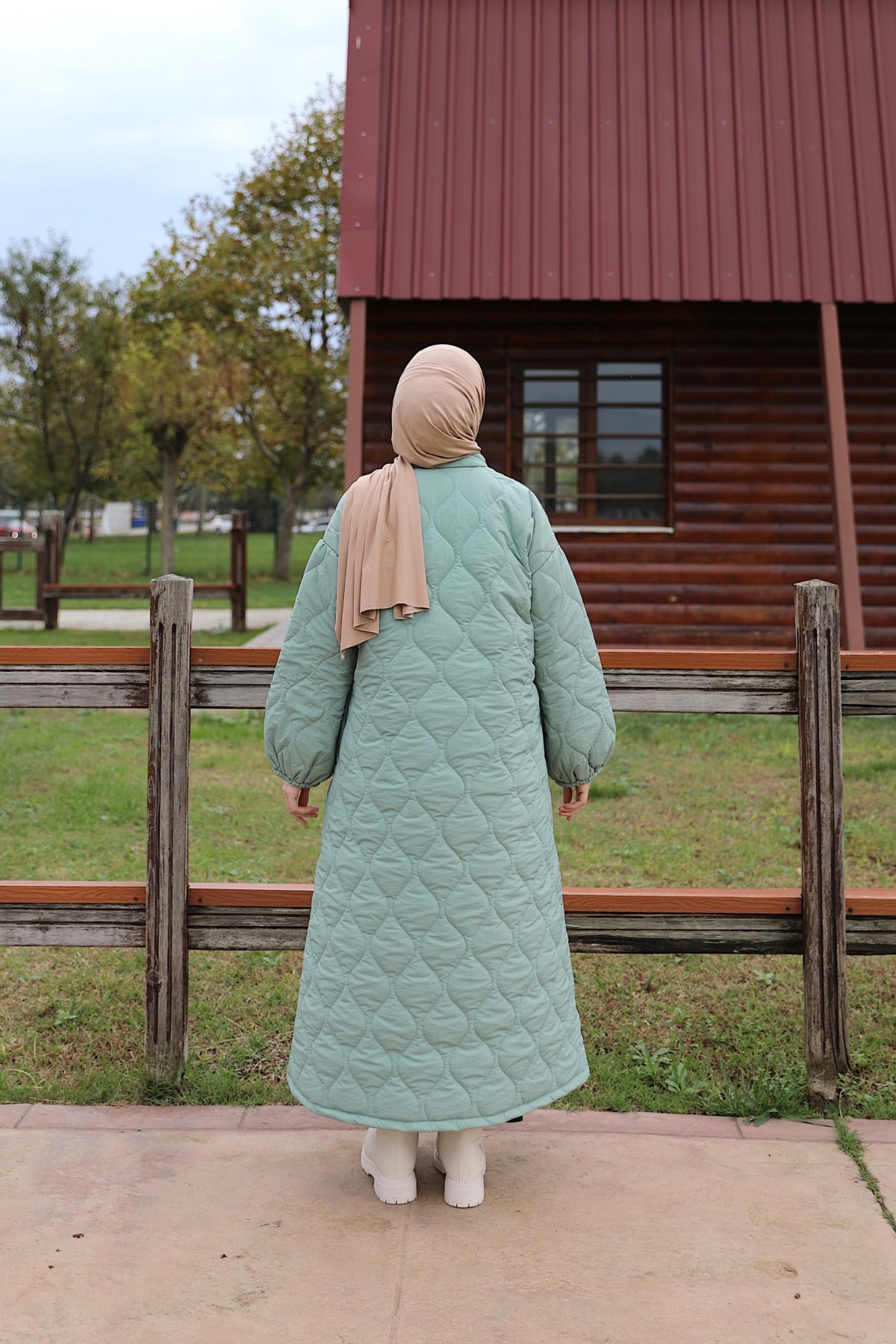Damla Kapitone Mont - Mint