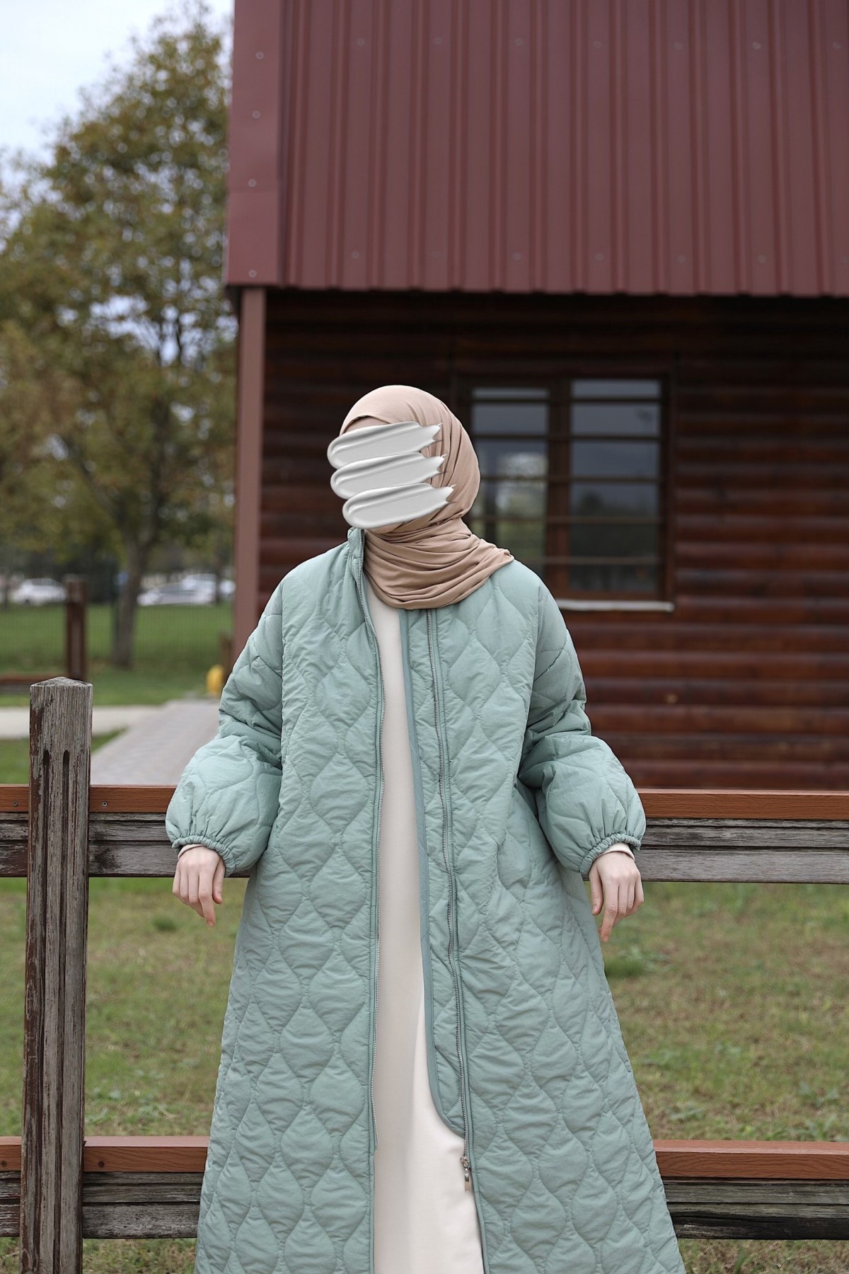 Damla Kapitone Mont - Mint