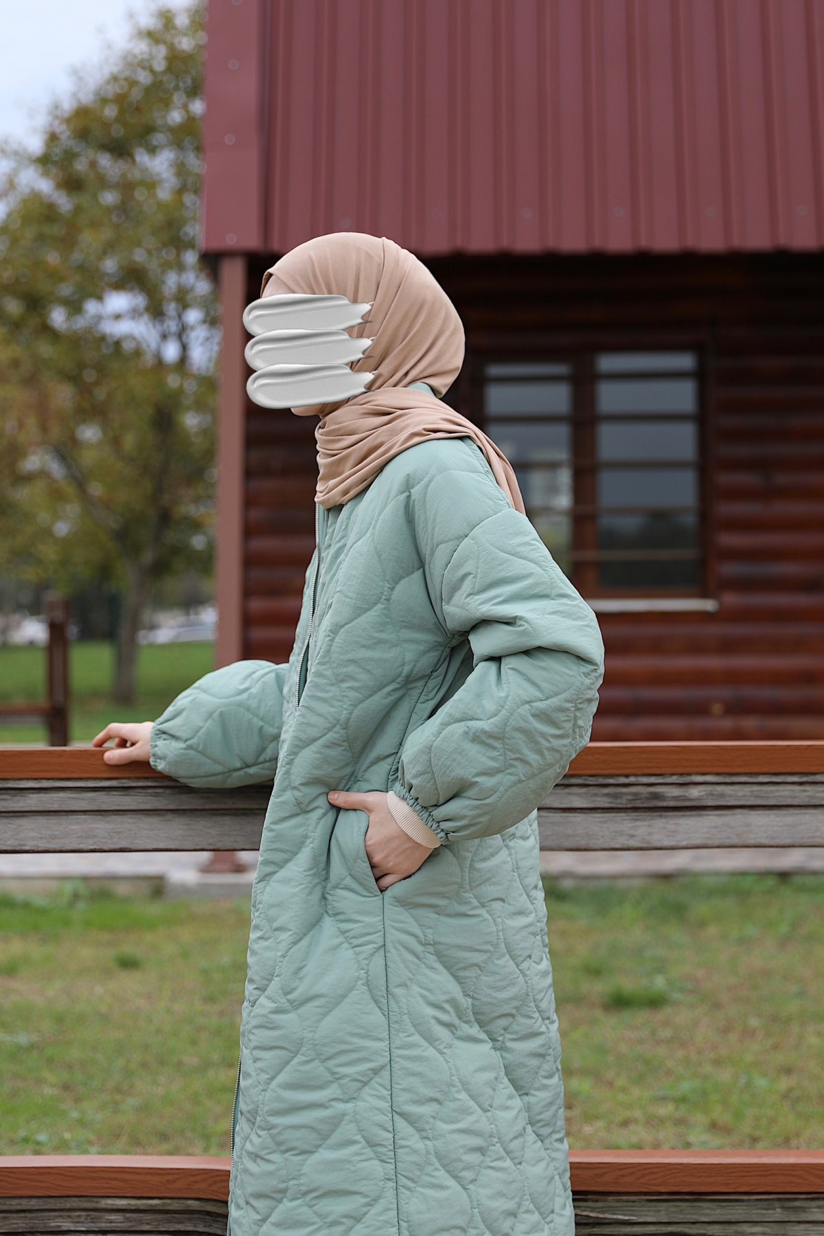 Damla Kapitone Mont - Mint