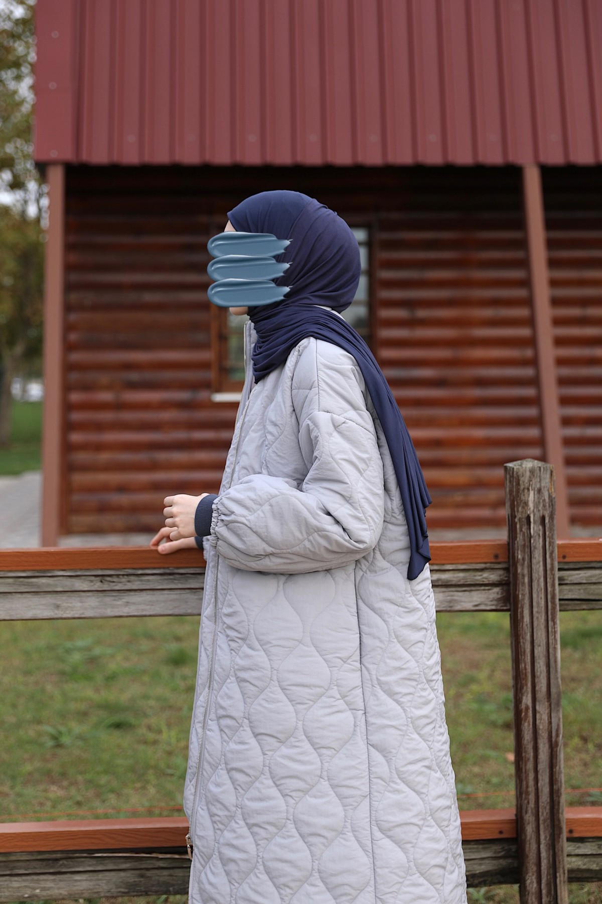 Damla Kapitone Mont - Gri