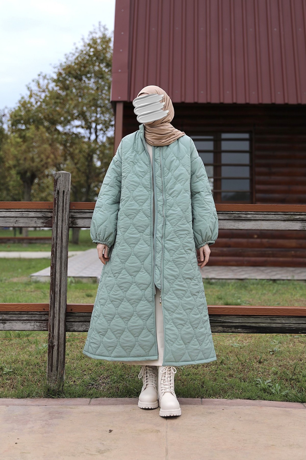 Damla Kapitone Mont - Mint
