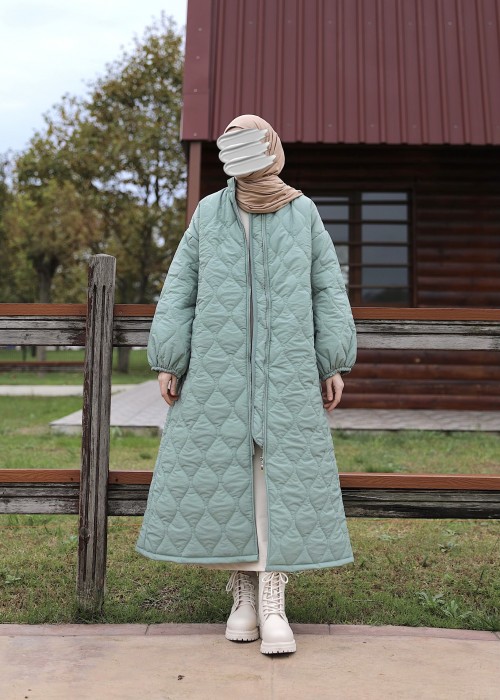 Damla Kapitone Mont - Mint