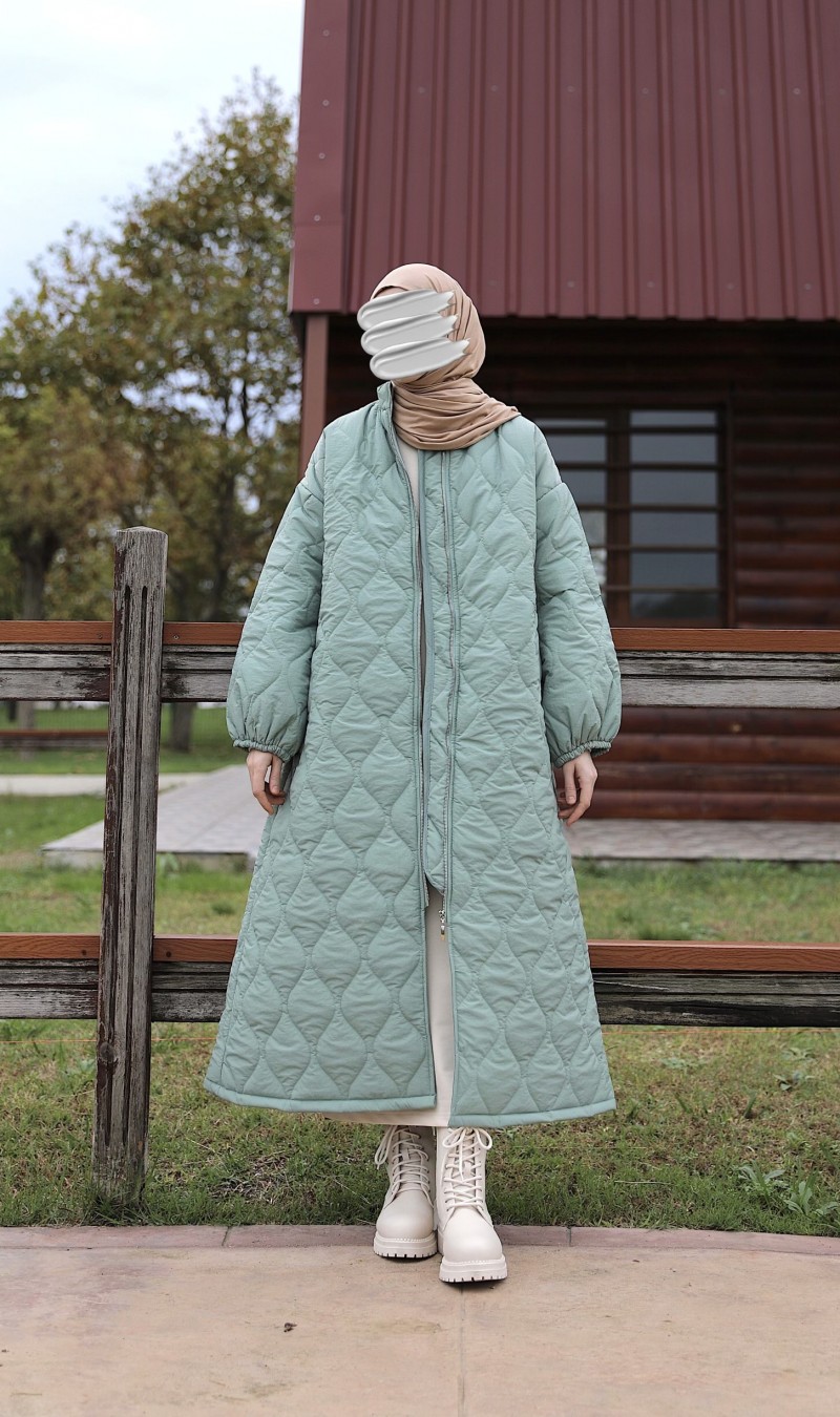 Damla Kapitone Mont - Mint