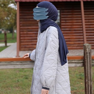 Damla Kapitone Mont - Gri