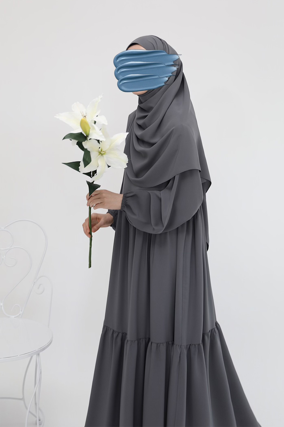 Nisa Elbise Ferace - Soft Gri