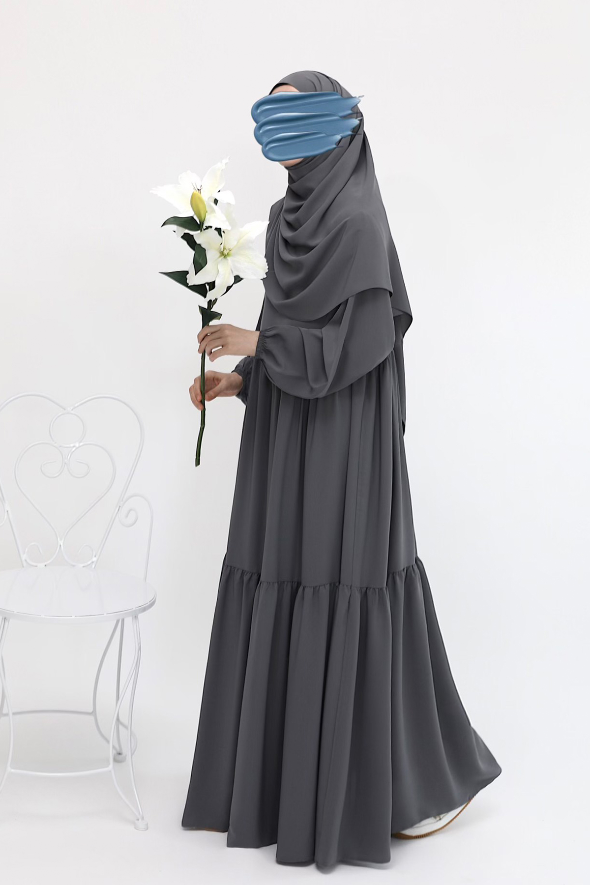 Nisa Elbise Ferace - Soft Gri