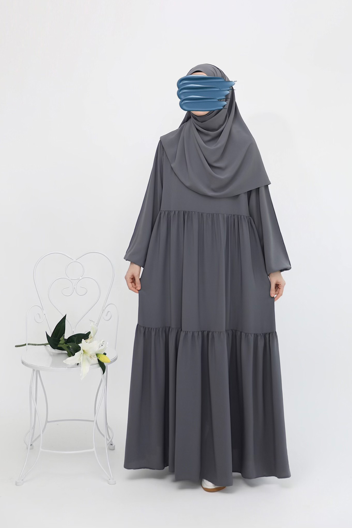 Nisa Elbise Ferace - Soft Gri