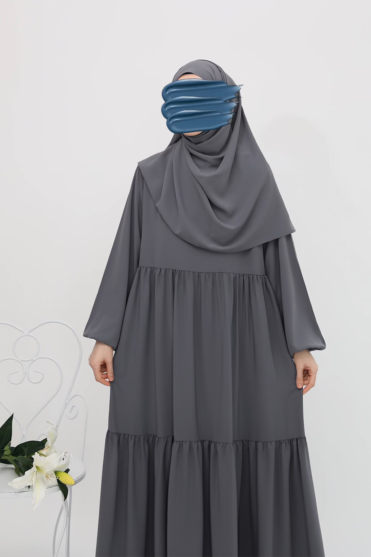 Nisa Elbise Ferace - Soft Gri