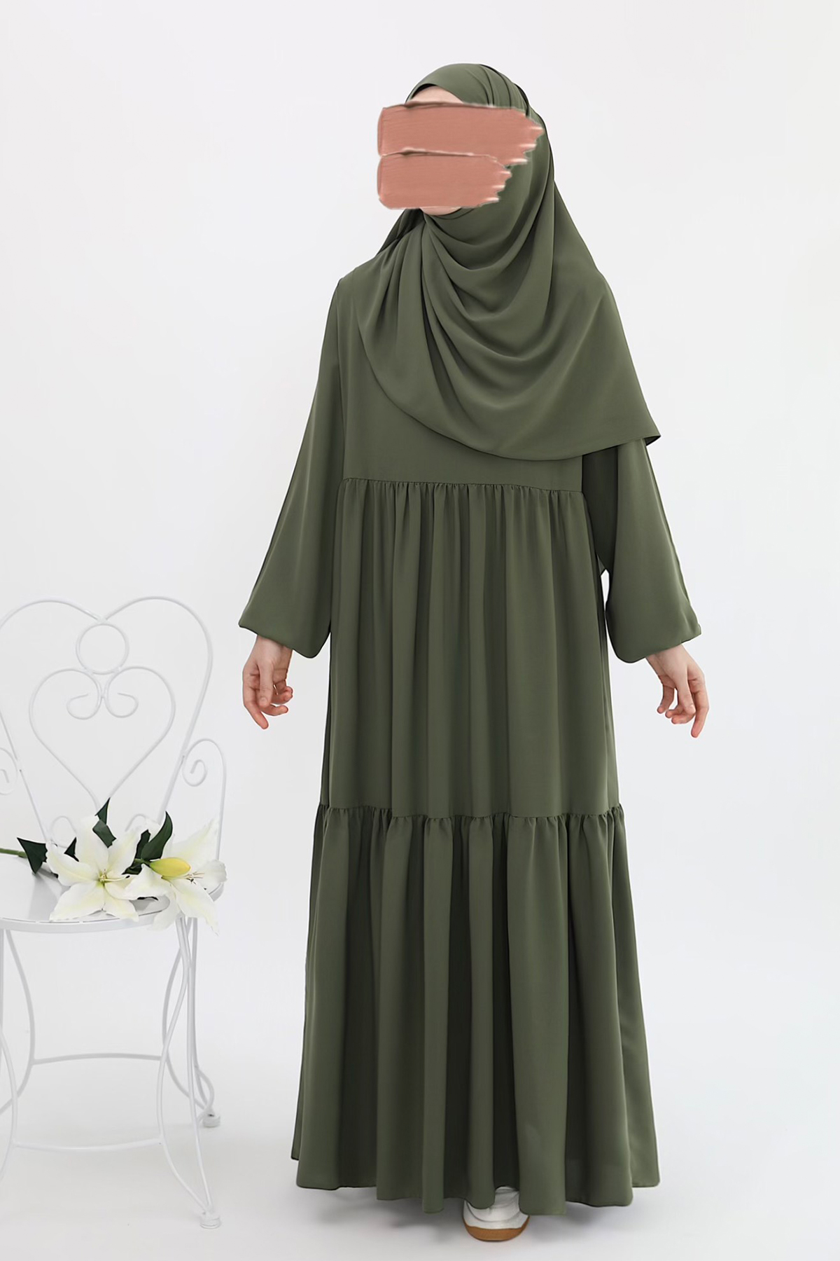 Nisa Elbise Ferace - Soft Yeşil