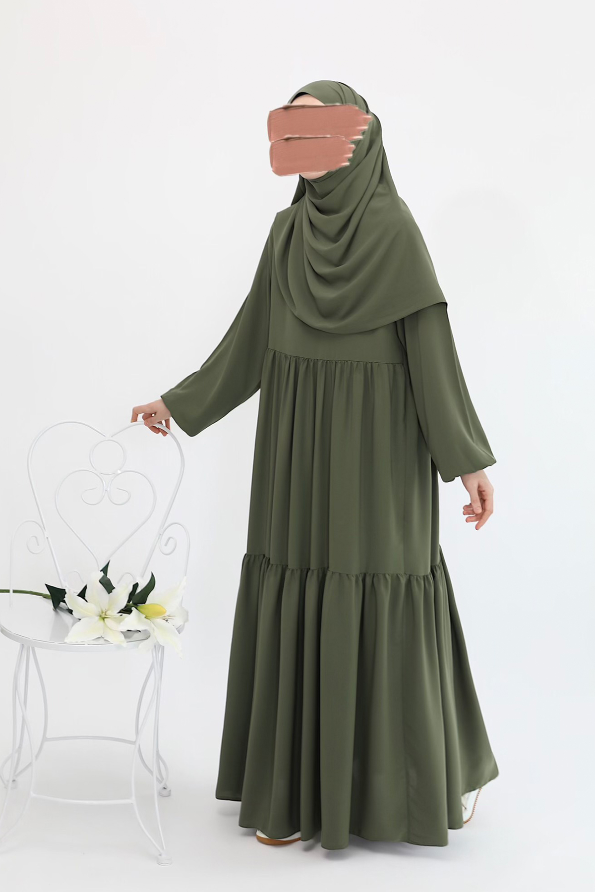 Nisa Elbise Ferace - Soft Yeşil