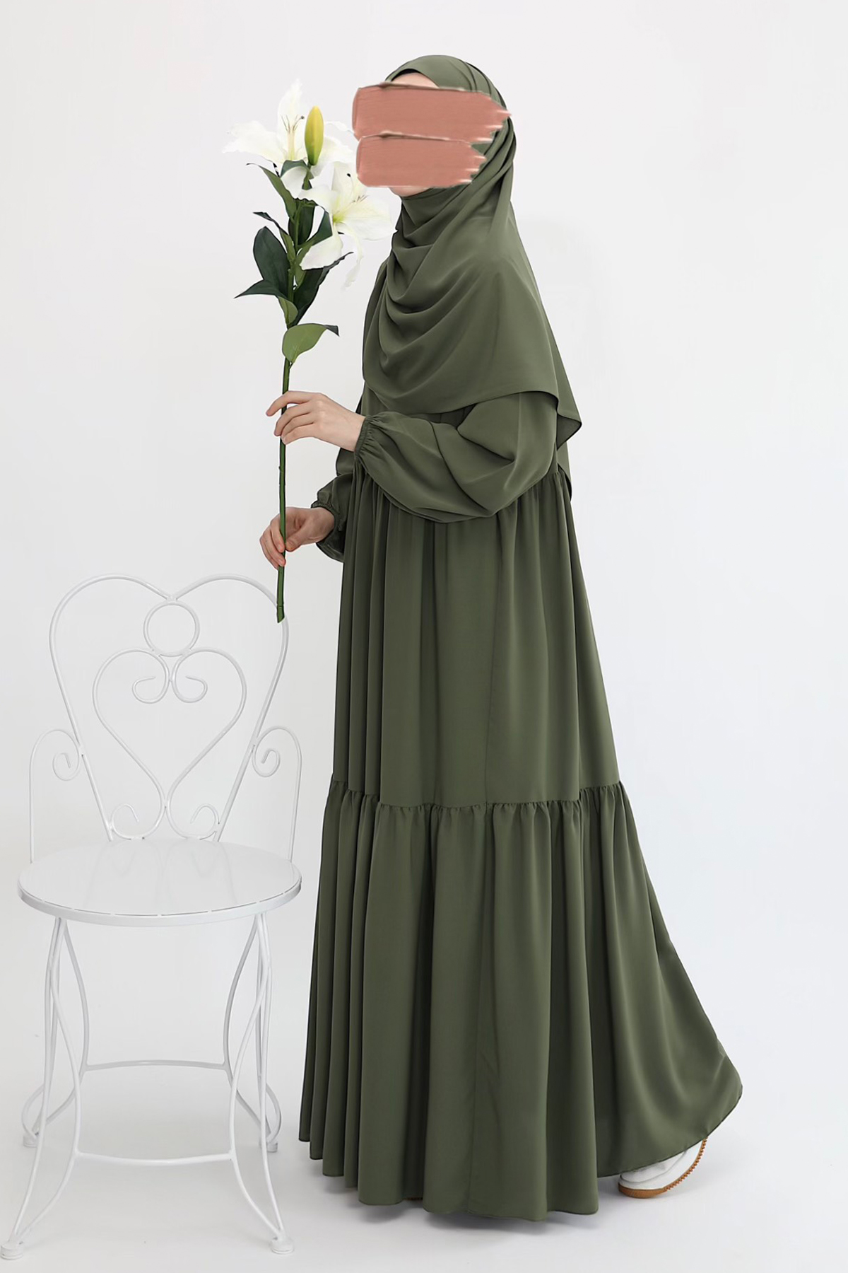 Nisa Elbise Ferace - Soft Yeşil