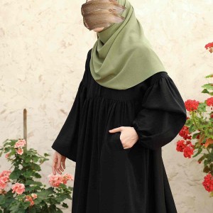 Siyah - Keten Elbise