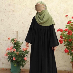 Siyah - Keten Elbise