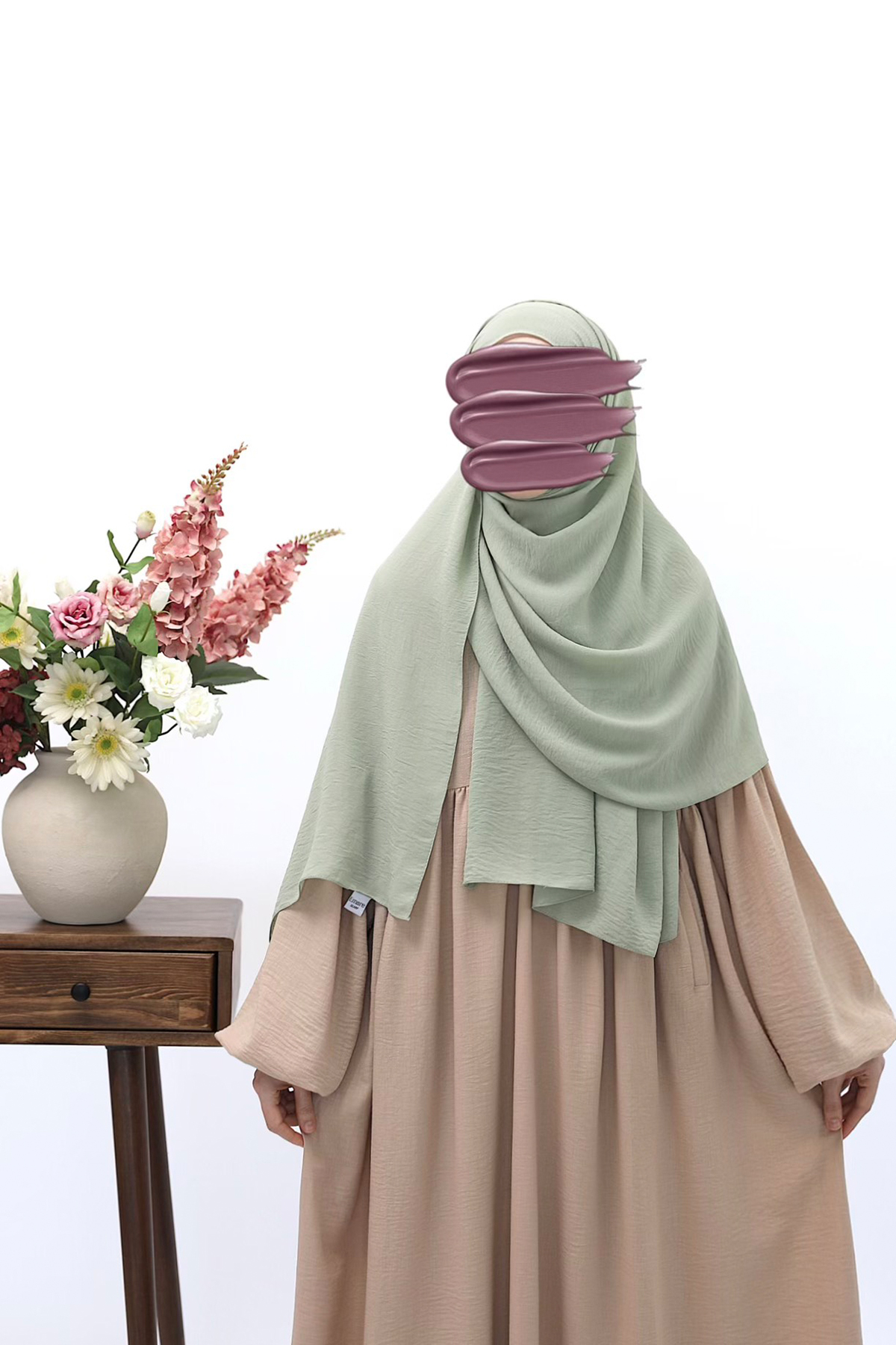 Cazz Krep Büyük Boy Şal - Mint Yeşili