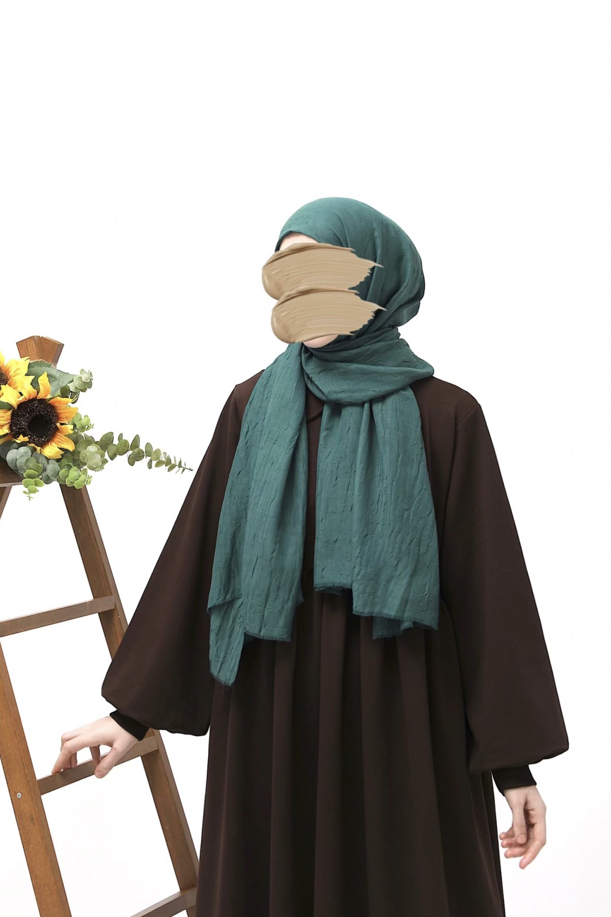 Bambu Kraşlı Şal - Zümrüt Yeşili