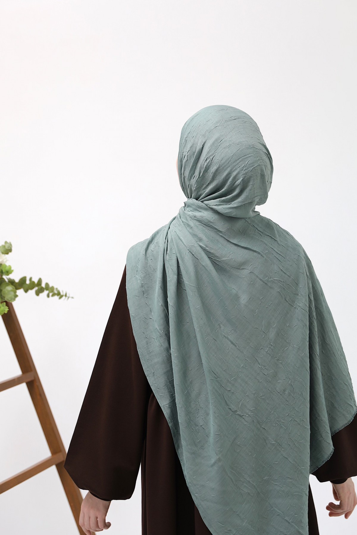 Bambu Kraşlı Şal - Mint