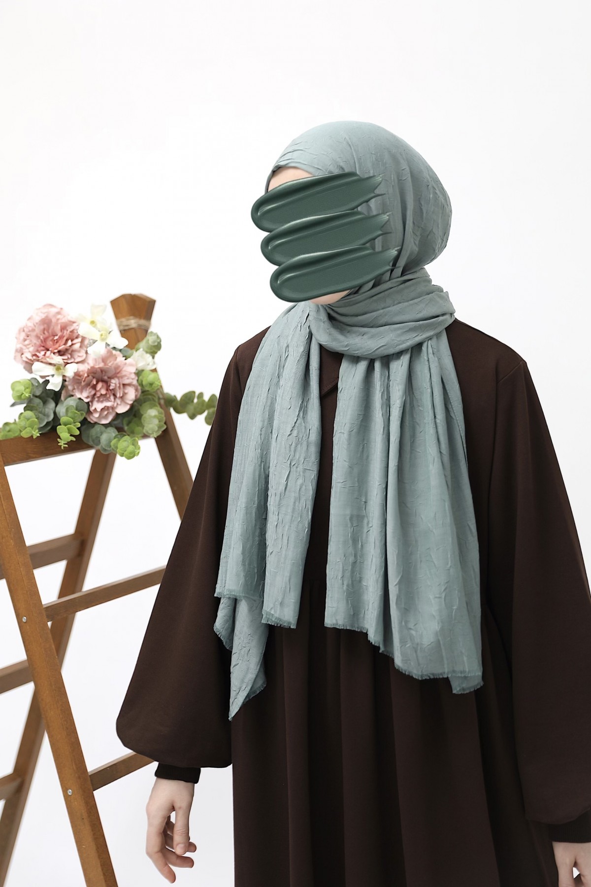 Bambu Kraşlı Şal - Mint