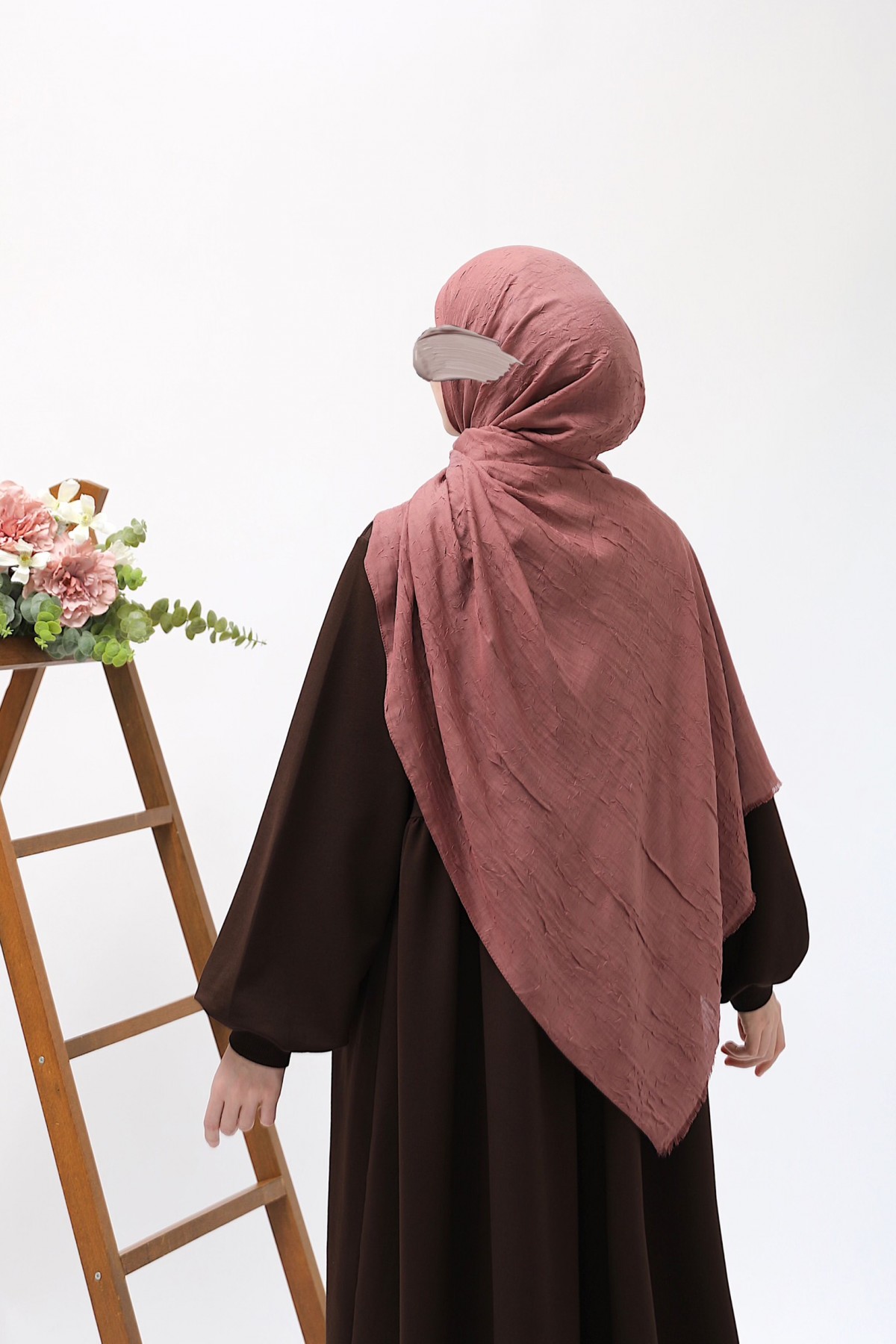 Bambu Kraşlı Şal - Mürdüm