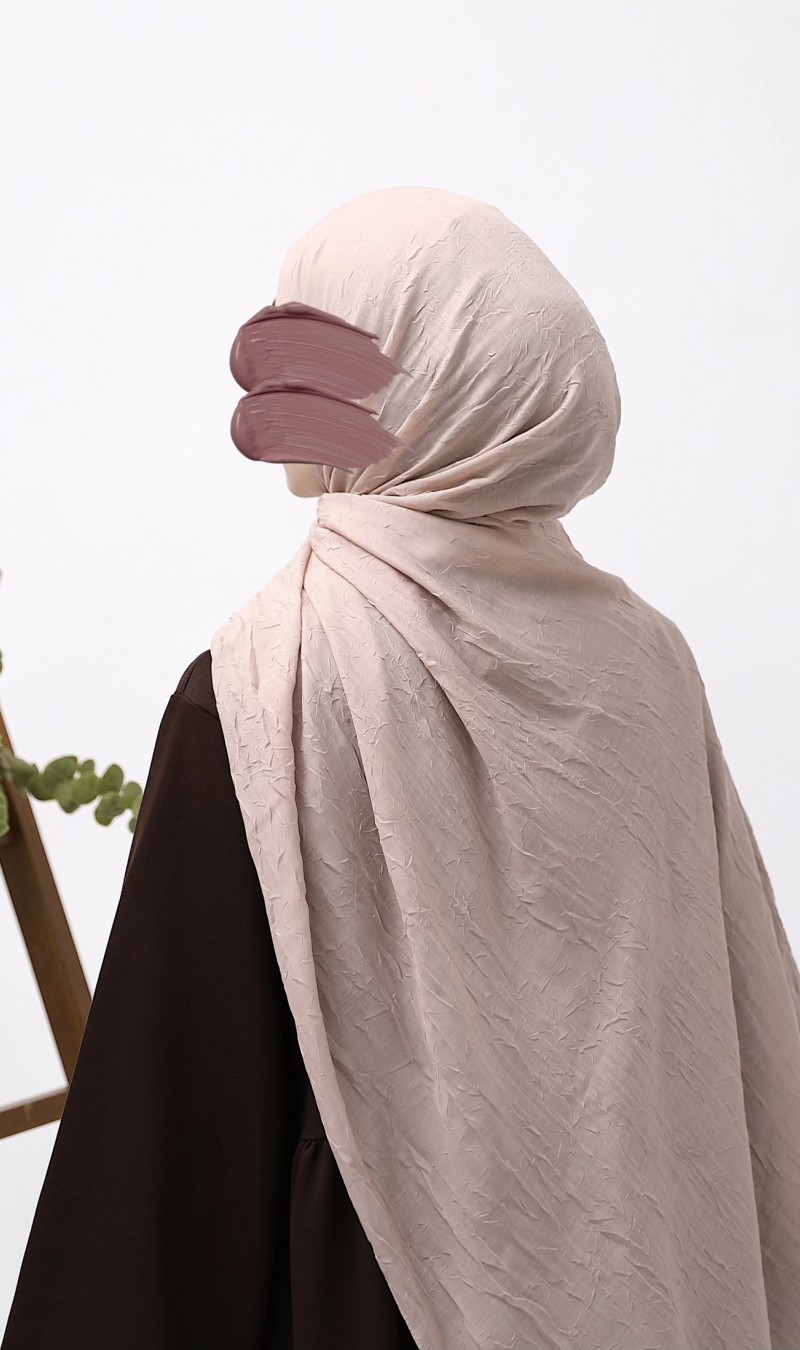 Bambu Kraşlı Şal - Pudra