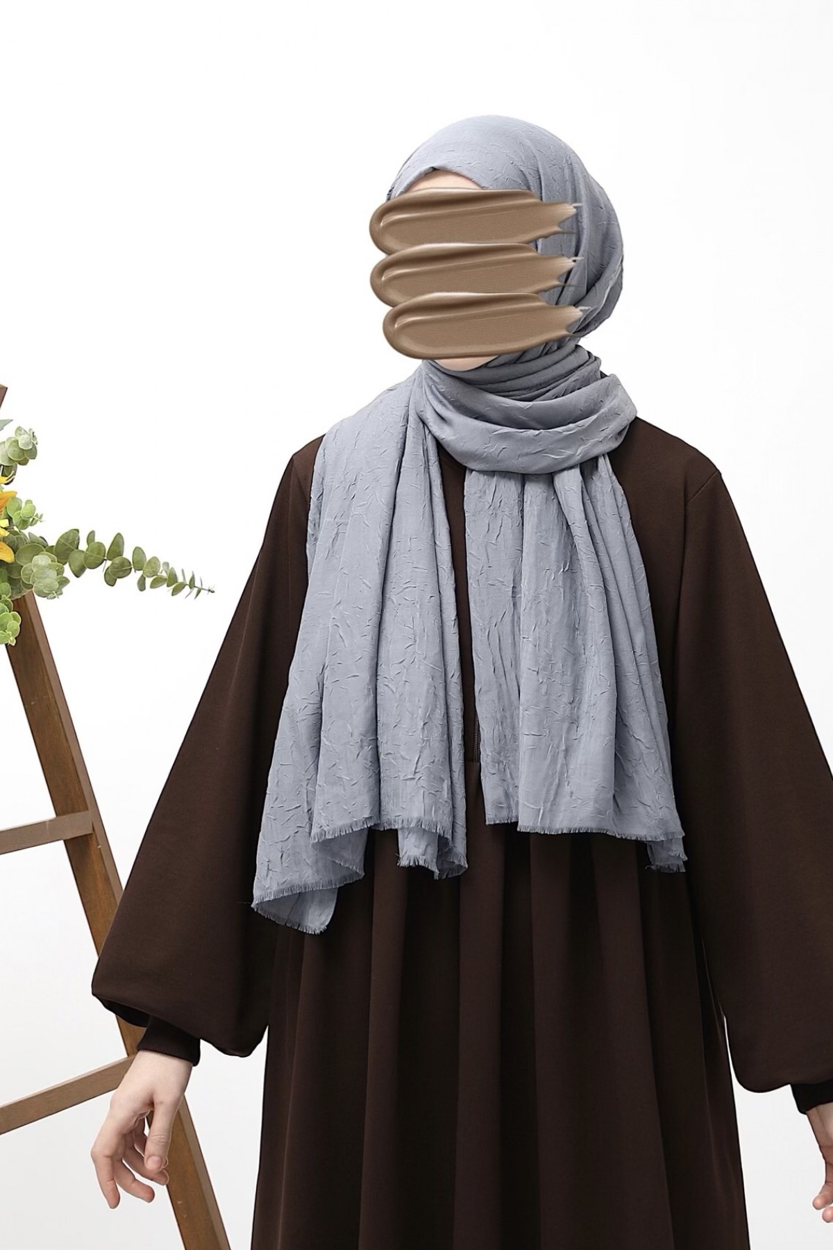 Bambu Kraşlı Şal - Soft Gri