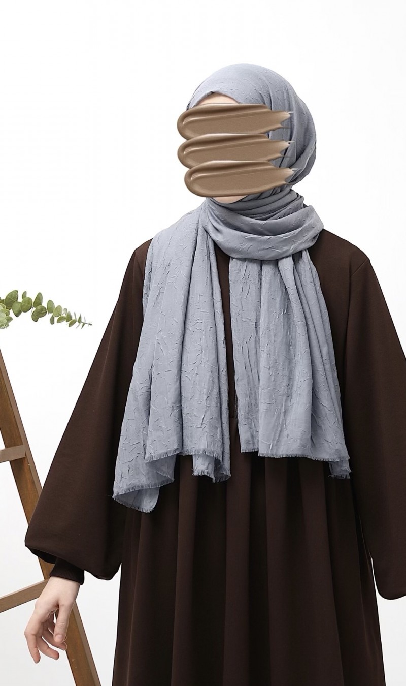 Bambu Kraşlı Şal - Soft Gri
