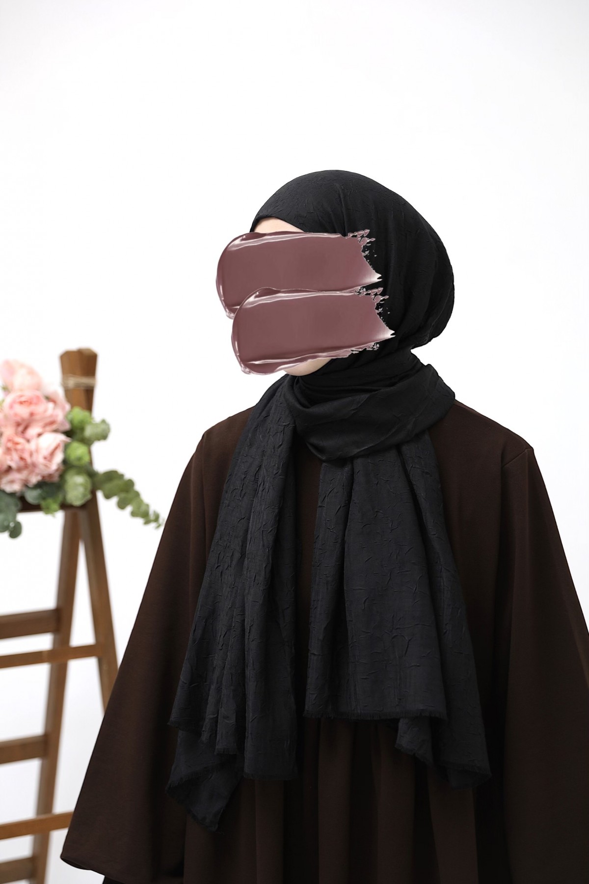 Bambu Kraşlı Şal - Siyah