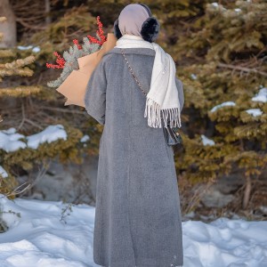 Kruvaze Kaşe Kaban - Gri
