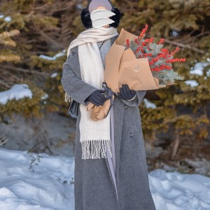 Kruvaze Kaşe Kaban - Gri