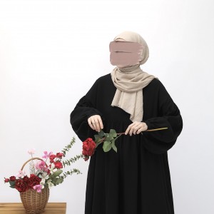 Robalı Müslin Elbise - Siyah