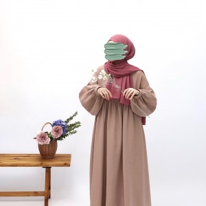 Robalı Müslin Elbise - Pudra