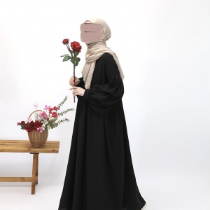 Robalı Müslin Elbise - Siyah