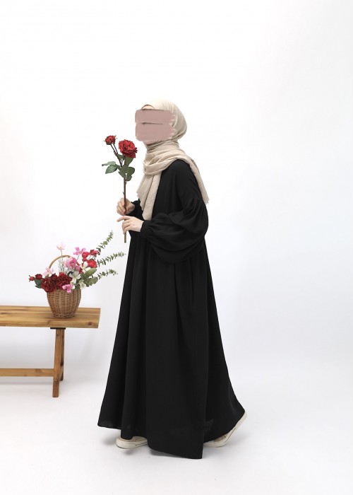 Robalı Müslin Elbise - Siyah