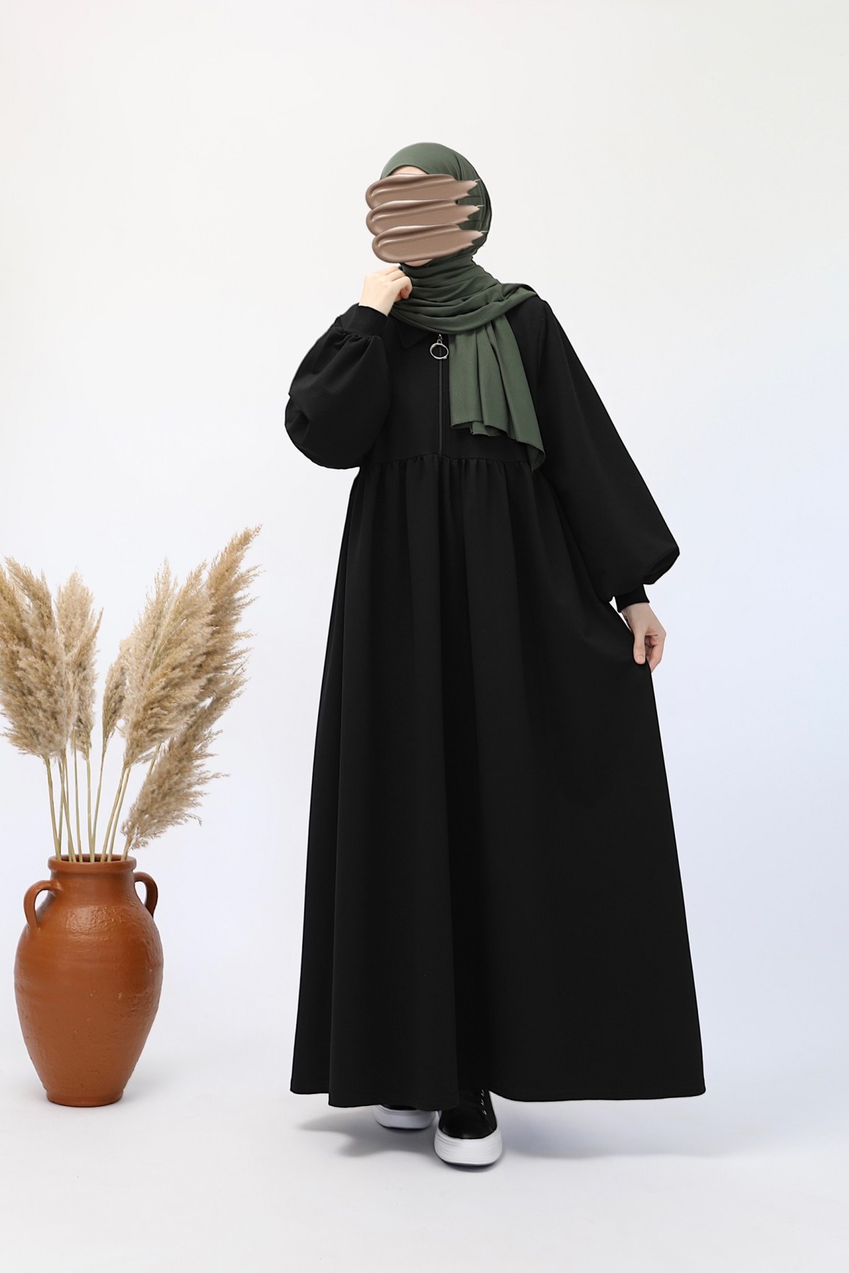 Ahsen Sweat Elbise - Siyah
