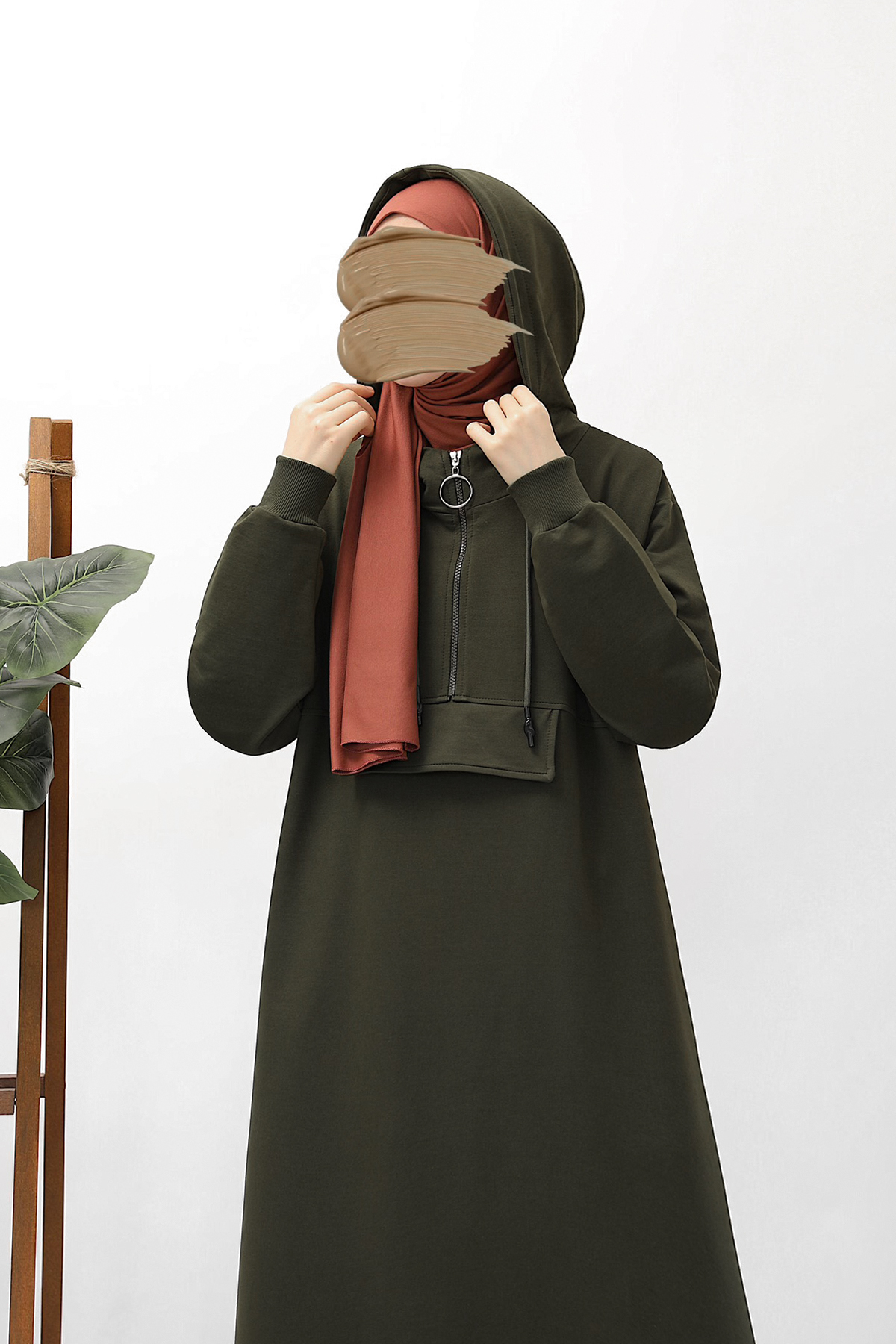Kapşonlu Sweat - Haki