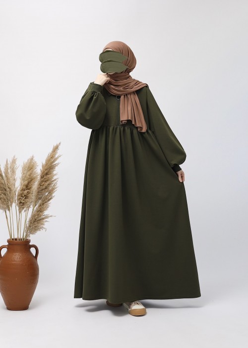 Ahsen Sweat Elbise - Haki
