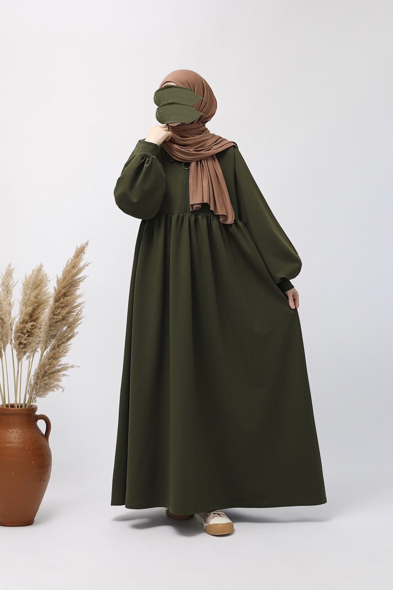 Ahsen Sweat Elbise - Haki