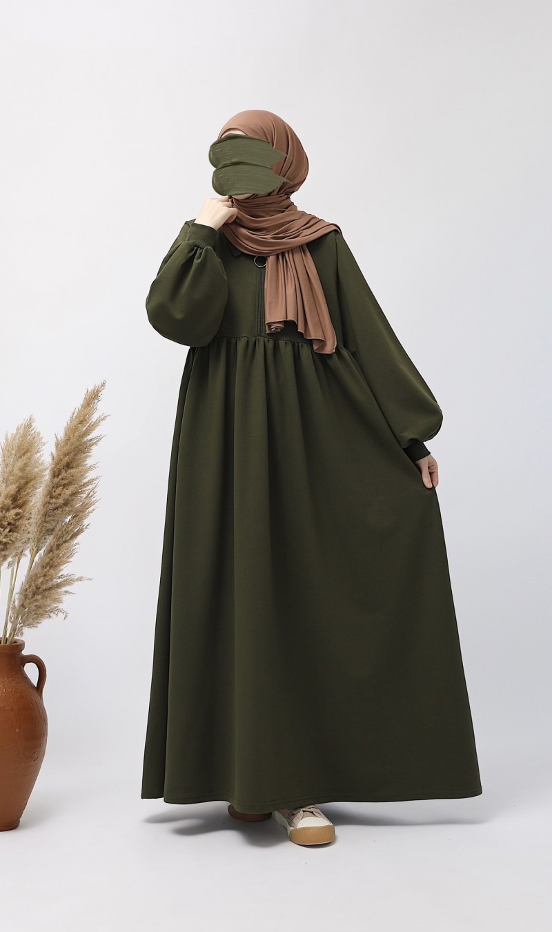 Ahsen Sweat Elbise - Haki