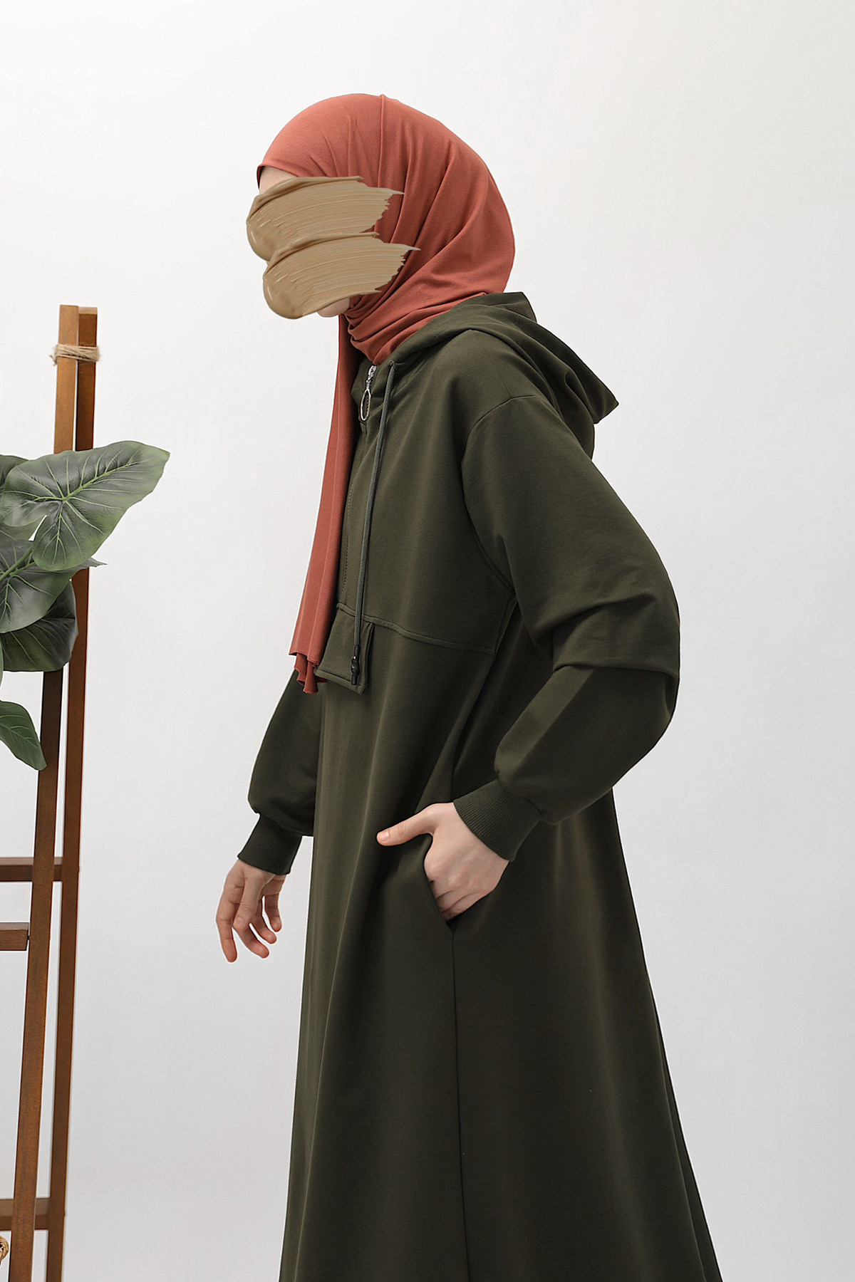 Kapşonlu Sweat - Haki