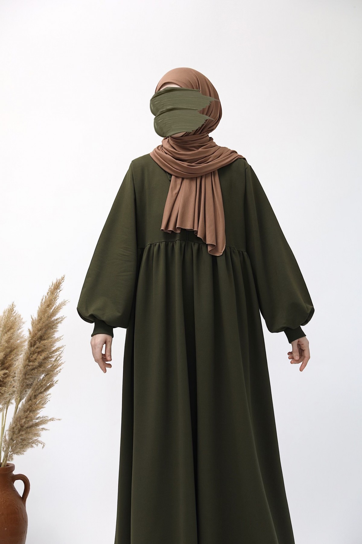 Ahsen Sweat Elbise - Haki