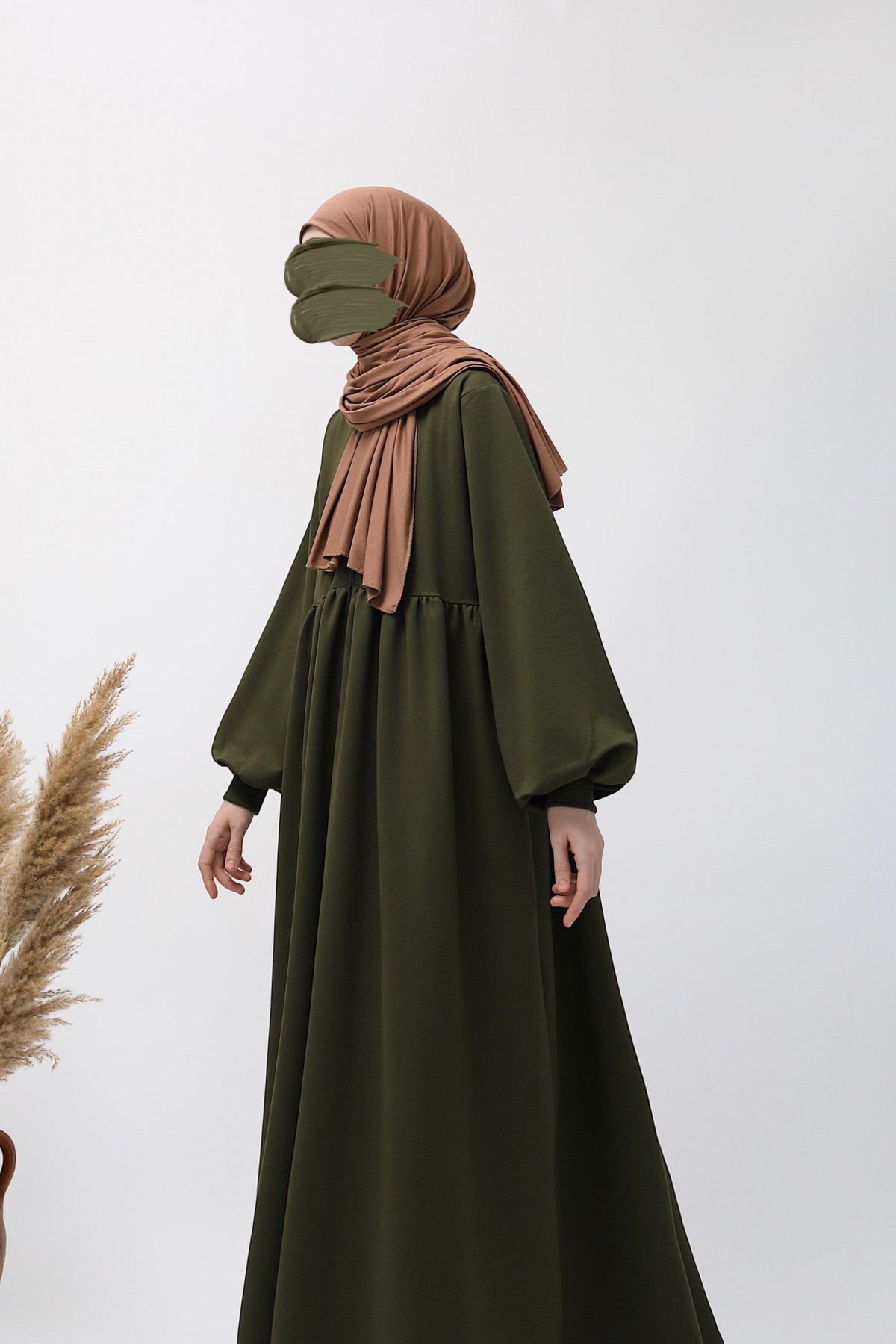 Ahsen Sweat Elbise - Haki