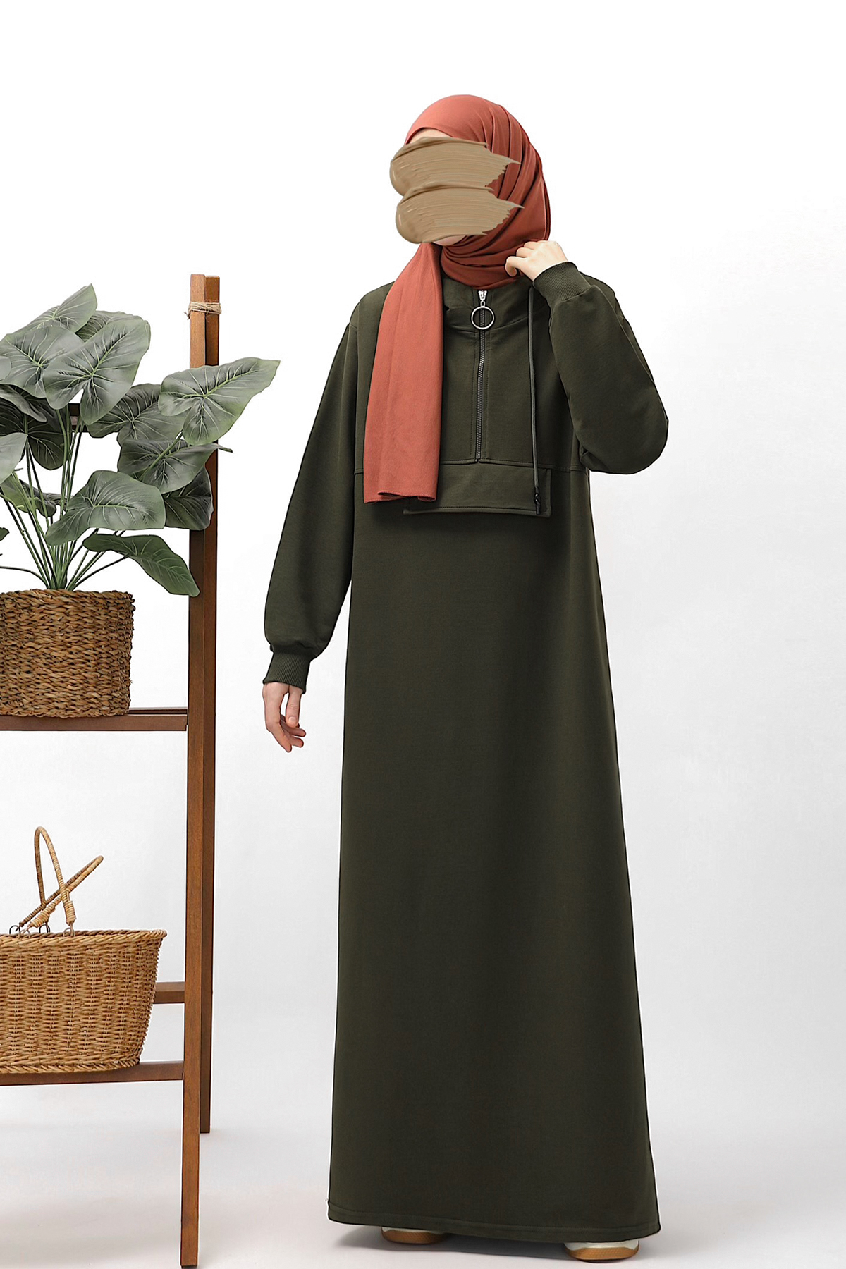 Kapşonlu Sweat - Haki