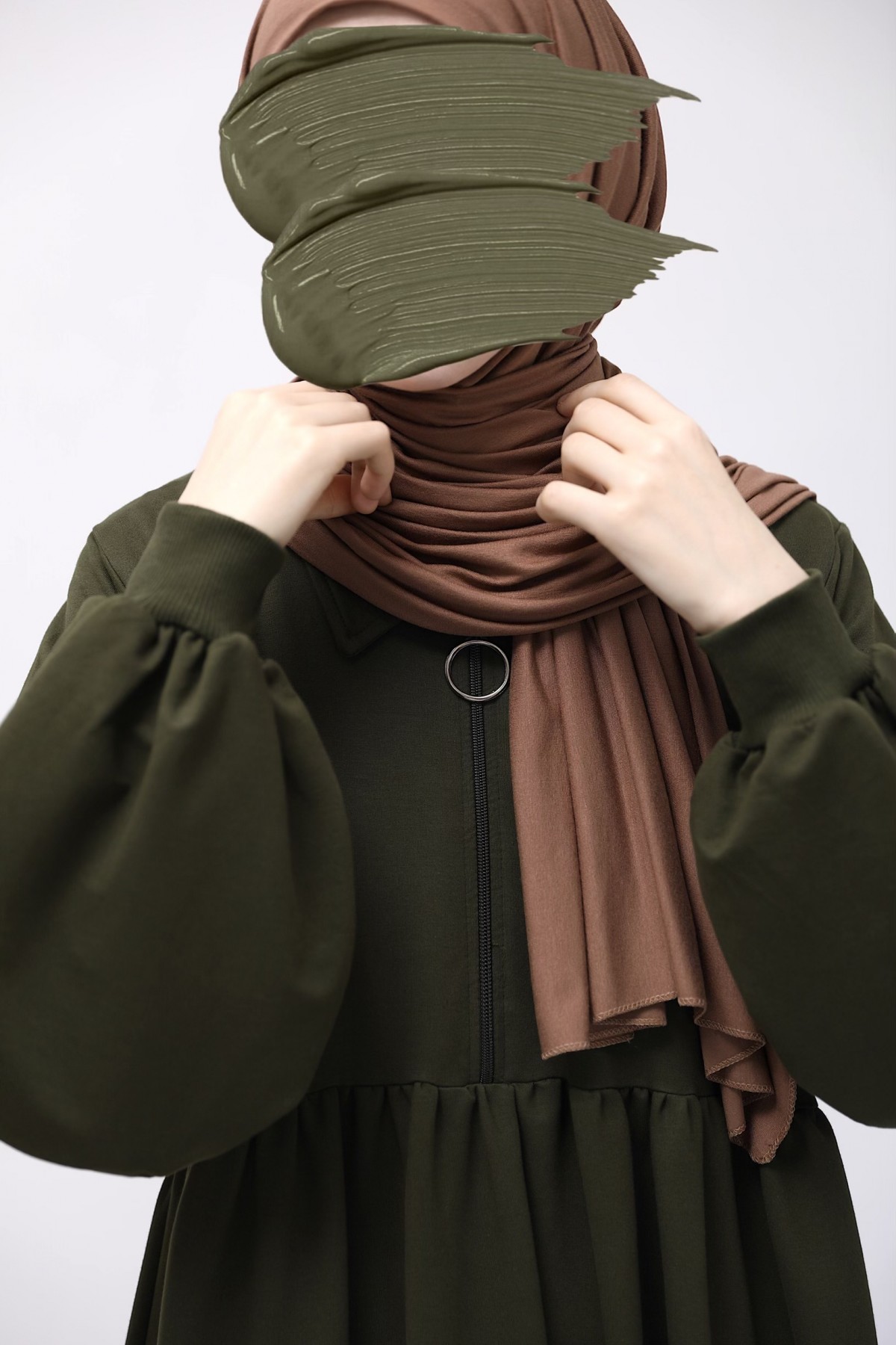 Ahsen Sweat Elbise - Haki