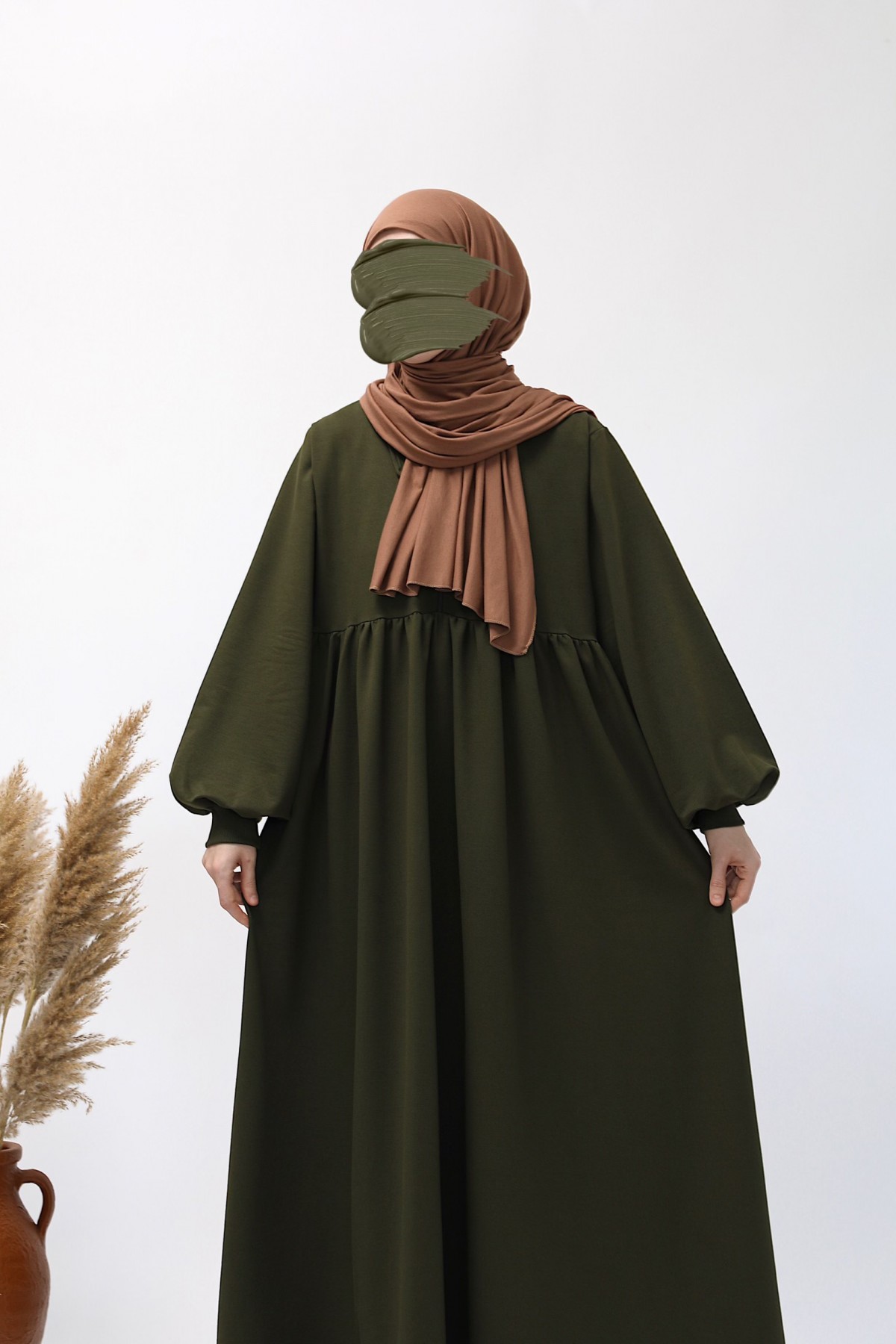 Ahsen Sweat Elbise - Haki