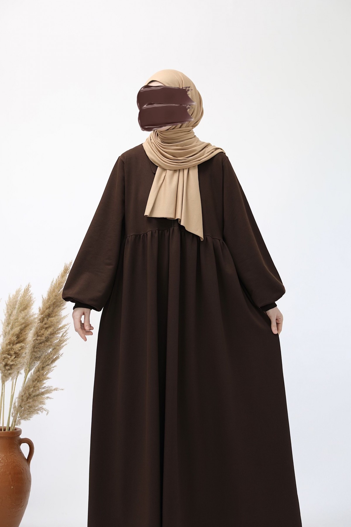 Ahsen Sweat Elbise - Acı Kahve