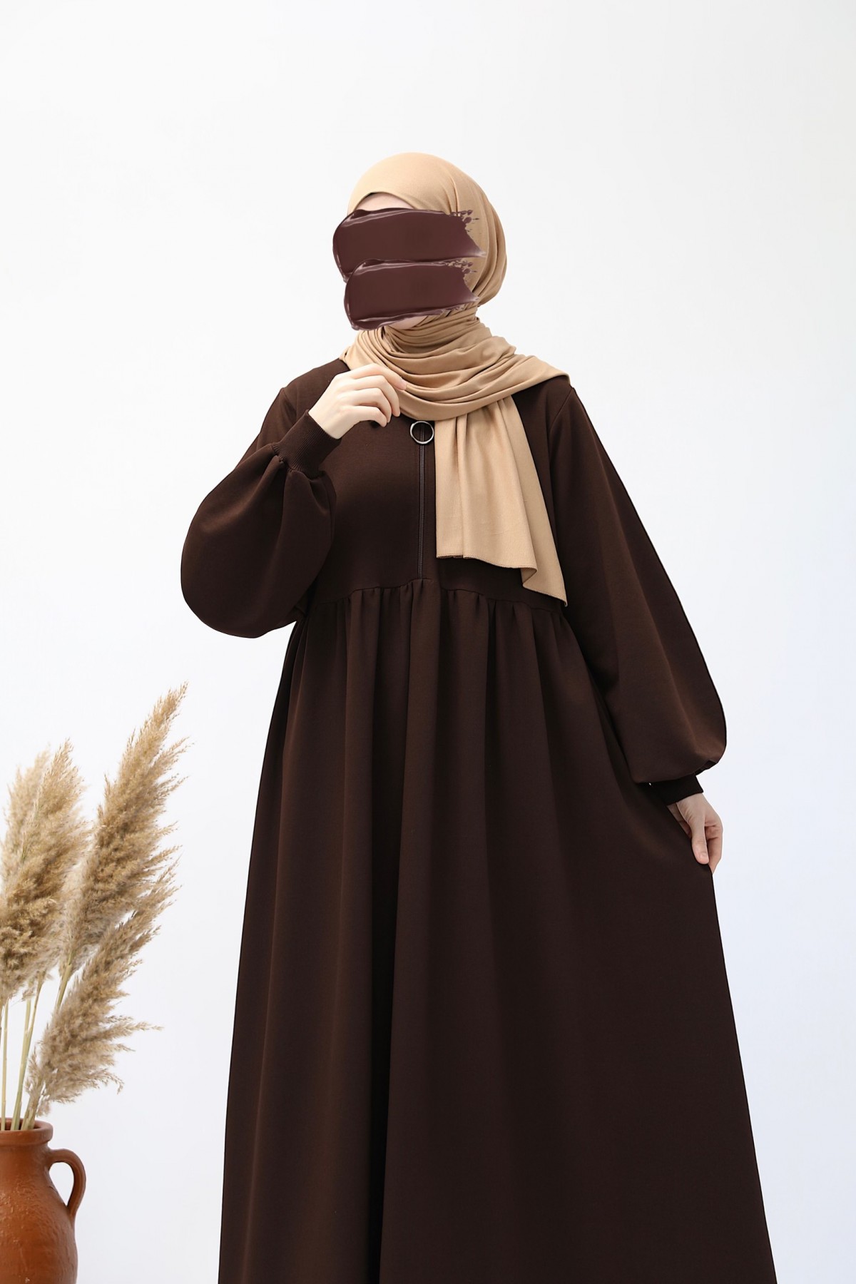 Ahsen Sweat Elbise - Acı Kahve
