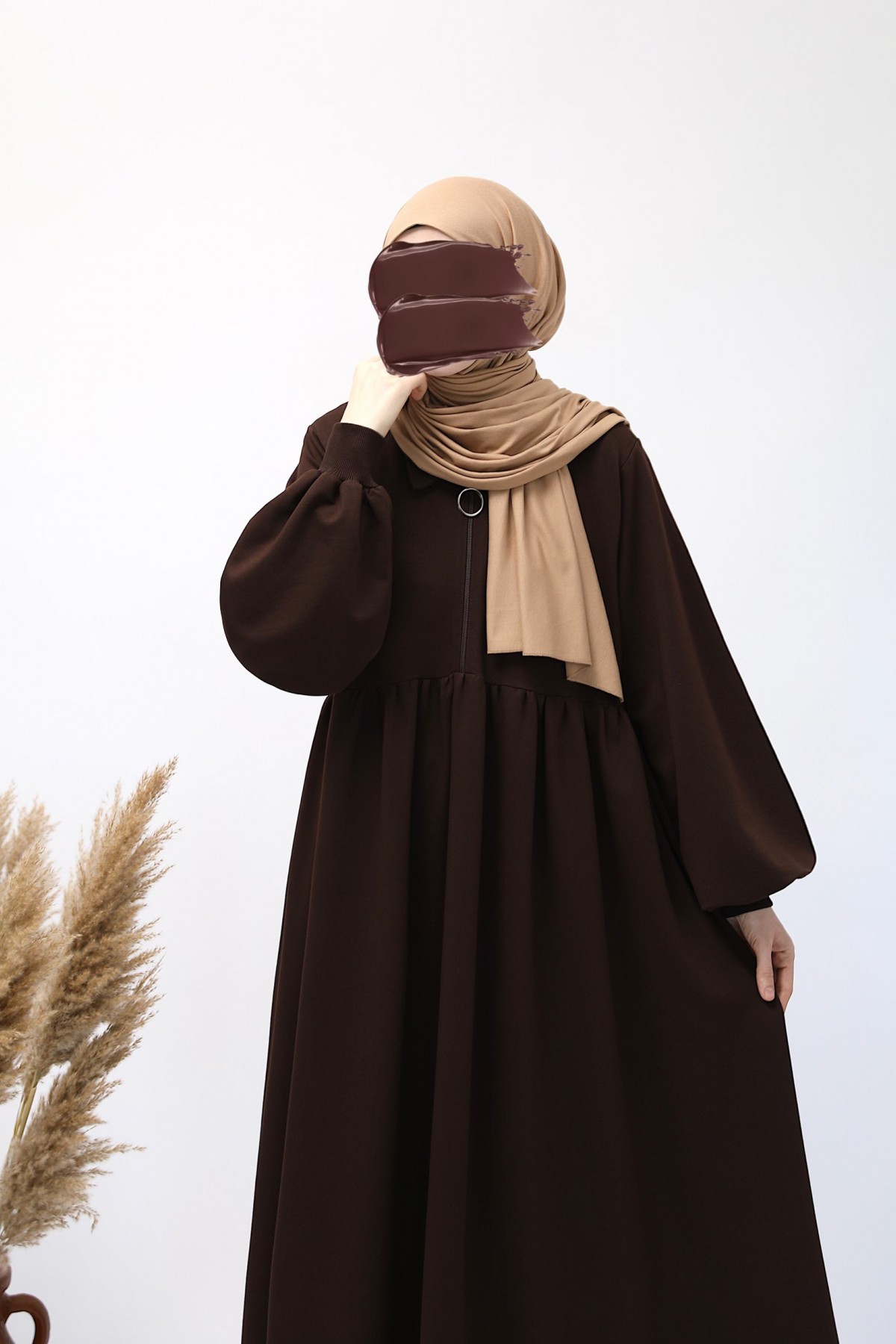 Ahsen Sweat Elbise - Acı Kahve