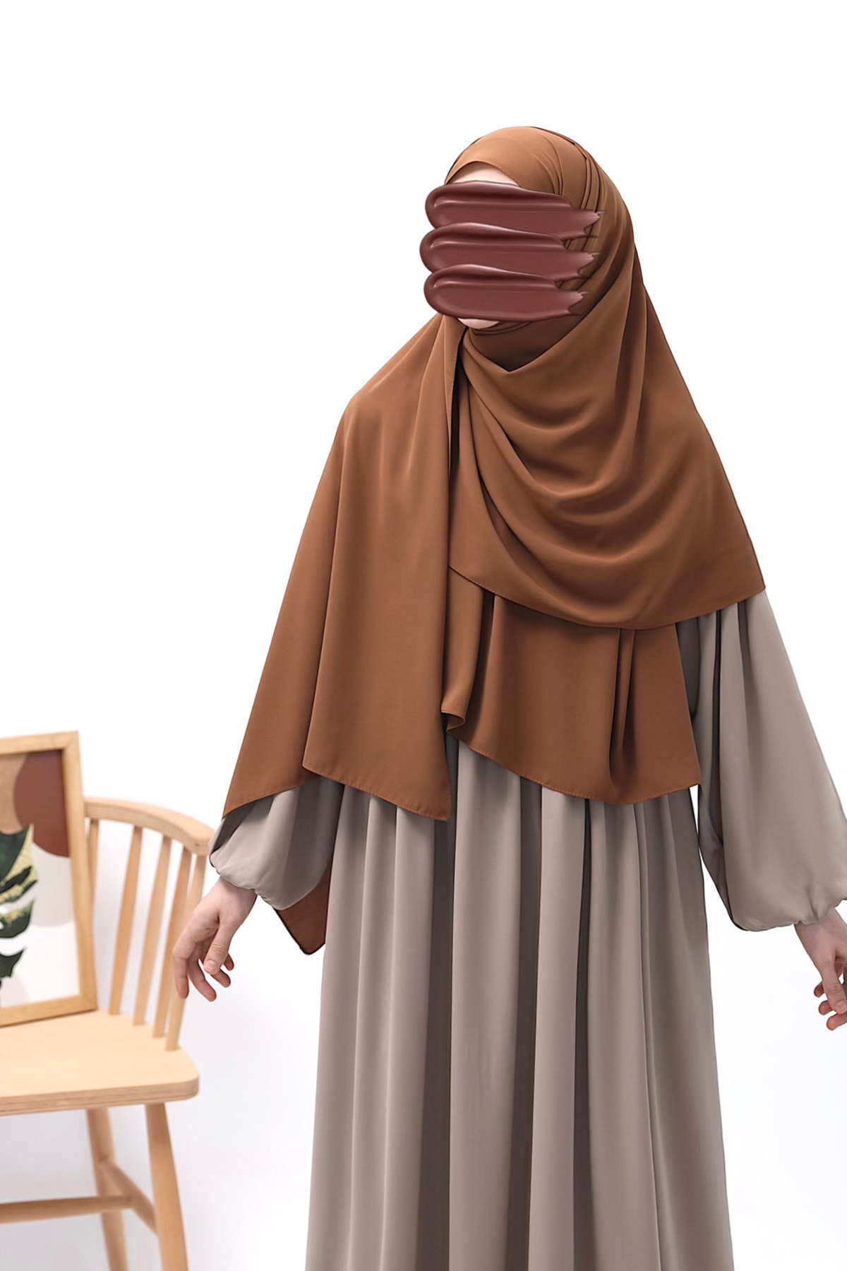 Medine İpeği Büyük Boy Şal - Tarçın