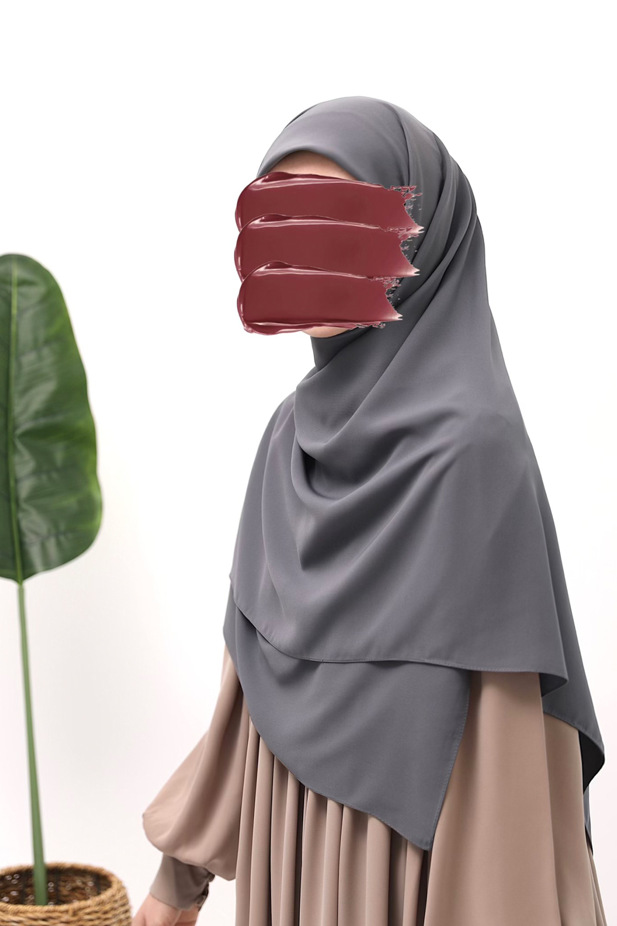 Eşarp Medine İpeği - Koyu Gri