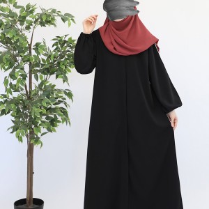 Suud Fermuarlı Ferace - Siyah