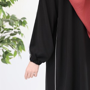 Suud Fermuarlı Ferace - Siyah